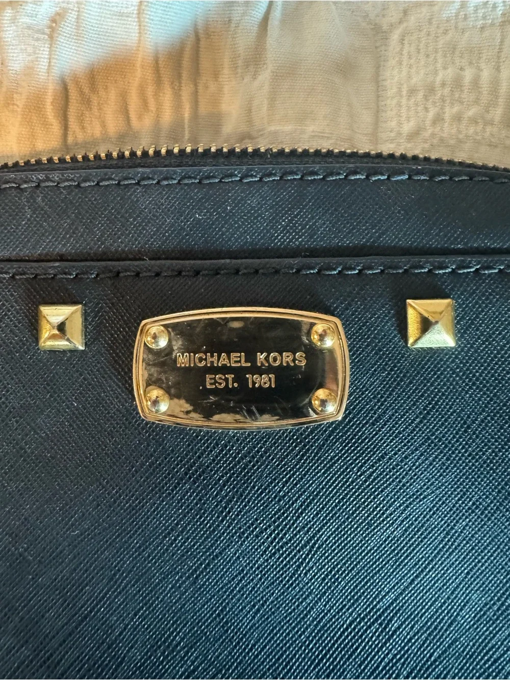 Michael Kors Black Crossbody with Gold Stud Trim